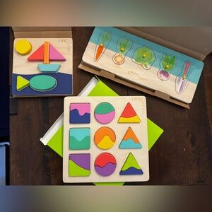 Lovevery Colorful Geometric and Vegetable Puzzle Sets